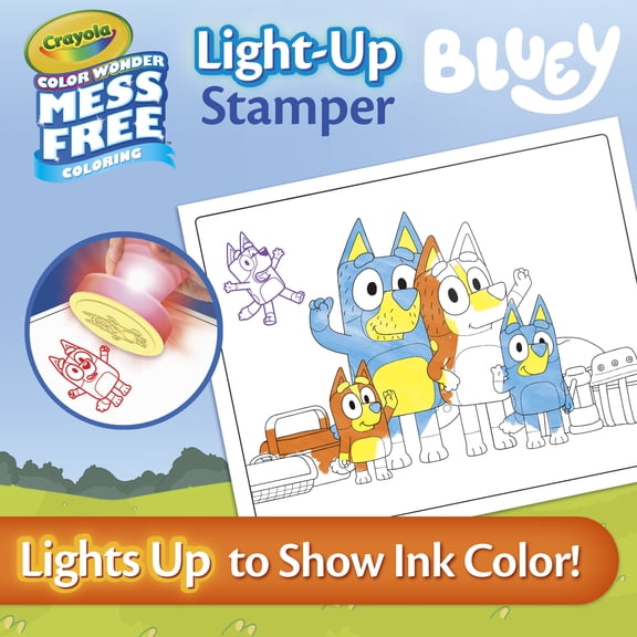 Crayola Color Wonder Magic Light Up Bluey Stamper, Easter Basket Essentials, Mess Free Coloring, Toddler Art Set, Easter Toy for Toddlers, Ages 3 
