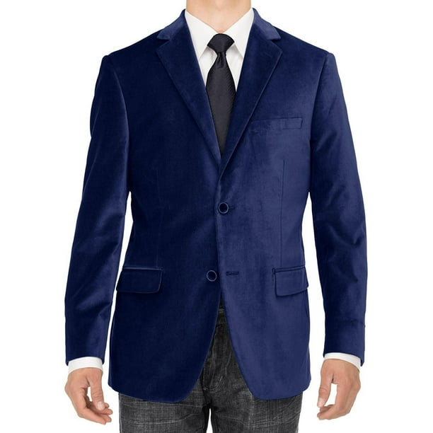 Men's 2 Button Velvet Men's Wholesale Blazer  Navy main image 1