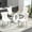 Table with 4 Beige Chairs Siver Leg, variant on 63" Modern Glass Dining Table Set with 4 Gray Pu Leather Chairs, 5 pieces of Dining room Set for Kitchen Dining Room Living Room Office