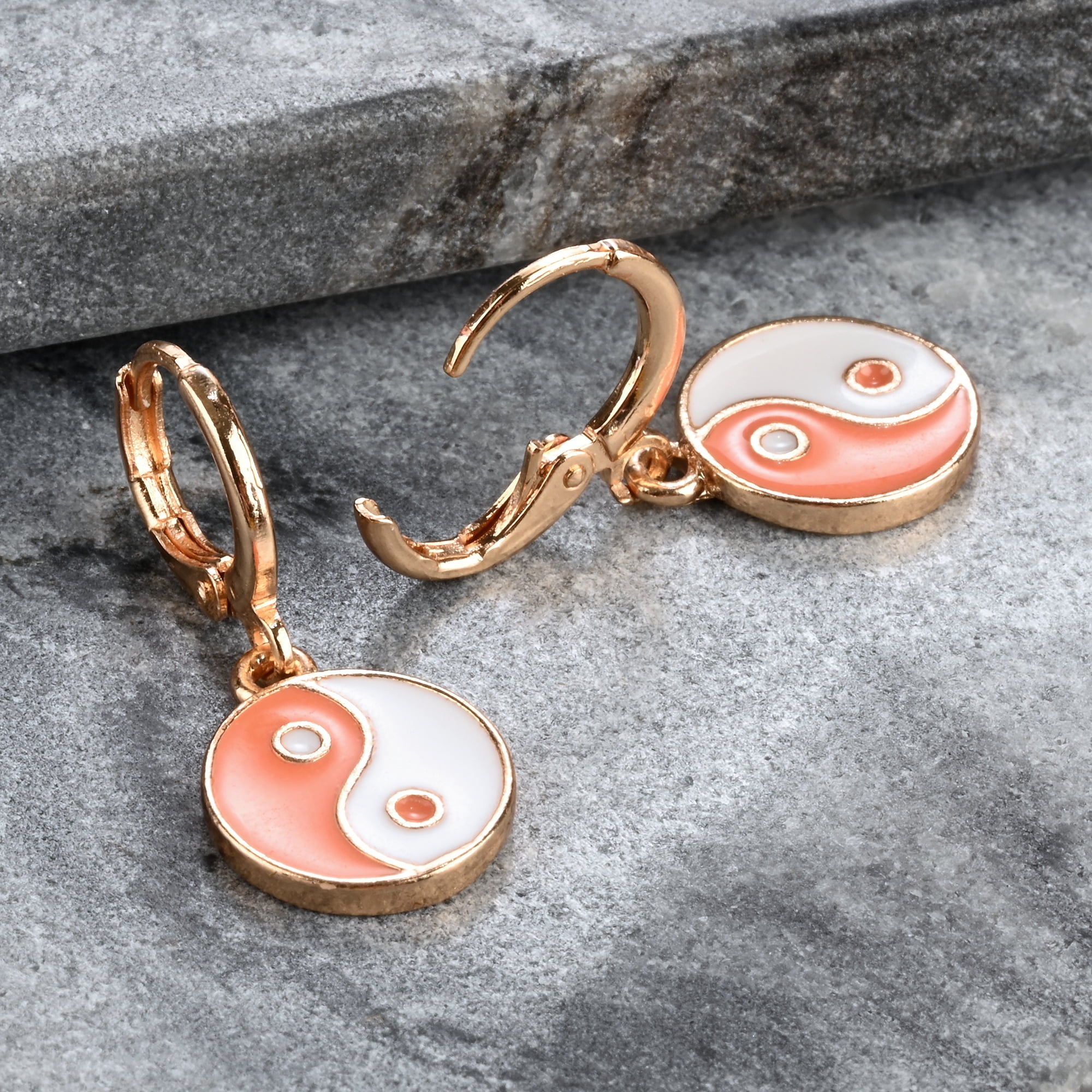 Claire's Girls Gold & Orange Faux Hoop Earring, Cuff/ Latch Closure, 4-Pack, 38820 Stone