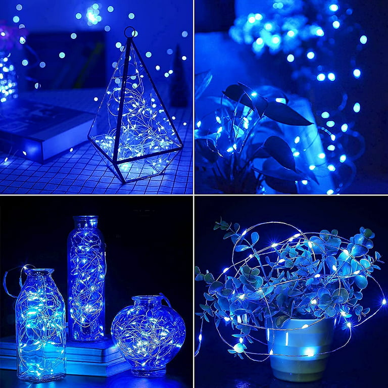 2-Pack Blue Solar String Lights Outdoor Waterproof, Each 33 ft 100 LED  Solar Fairy Lights for Outdoor Garden Fence Patio Tree Party Wedding  Decorative