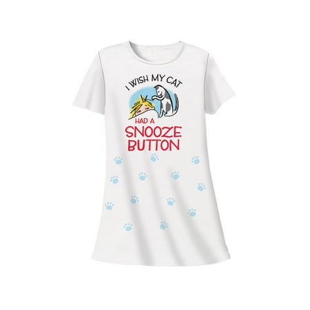 Cat Nightshirt - Women's I Wish my Cat had a Snooze Button - Funny Nightshirt