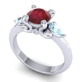 thumbnail image 2 of 2.50 Carat Beautiful Round Cut Red Ruby & Aquamarine Gemstone Anniversary Ring for Ladies 18K White Gold Size 4.5 by Diamond-Capitals, 2 of 8