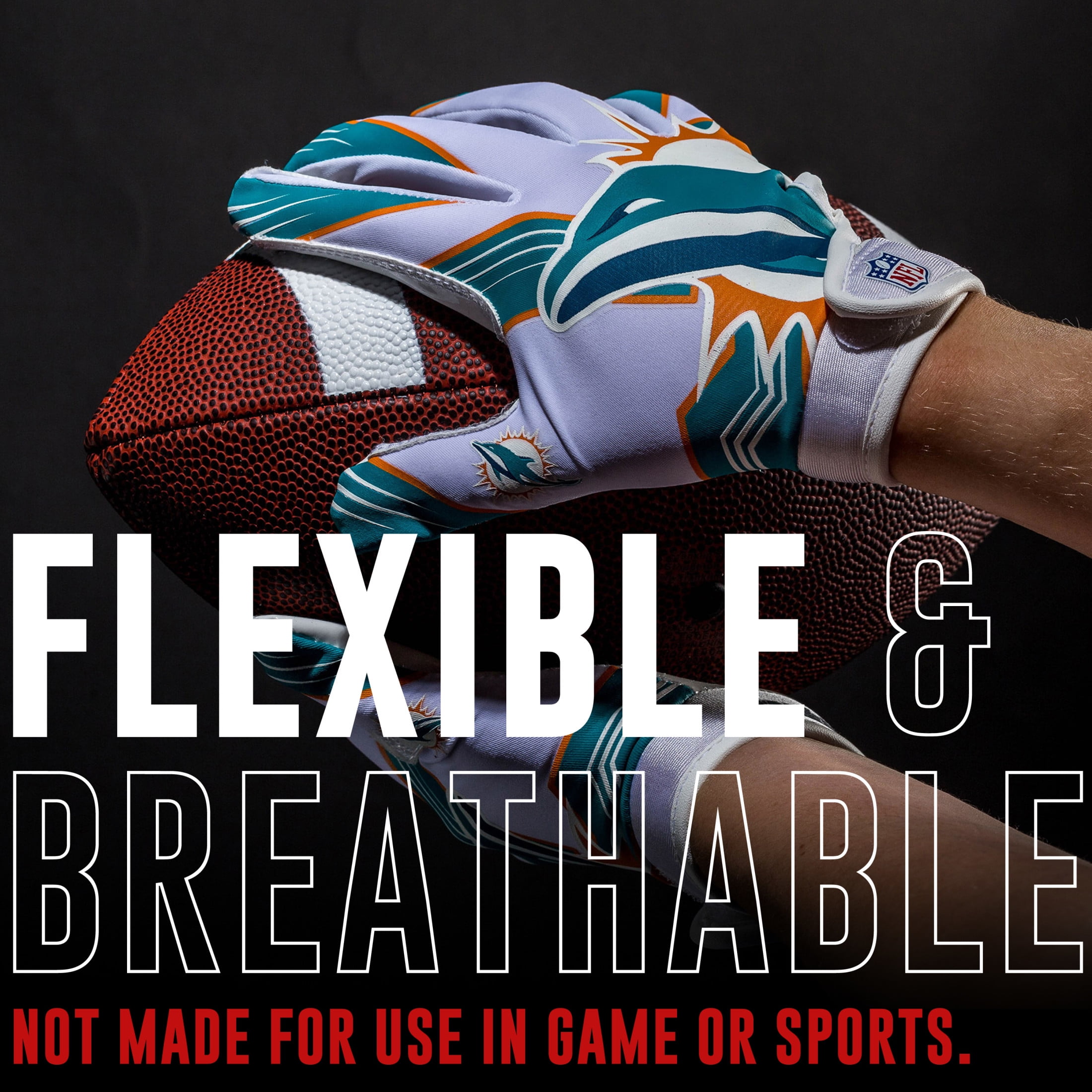 Franklin Sports Miami Dolphins Youth NFL Football Receiver Gloves Official NFL Team Logos Kids Football Gear Accessories Youth M L Pair Walmart