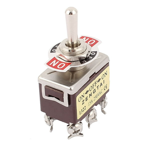 Interruptor de palanca DPDT de 3 posiciones ON/OFF/ON con 6 terminales de tornillo 250V/15A