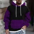 thumbnail image 2 of Lorytime Sweatshirt Hoodies for Men Plaid Fleece Streetwear Pullover Long Sleeve Drawstring Tops with Pocket Outerwear, 2 of 5