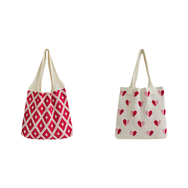 Bolso Mano Ganchillo para Mujer Hombro Compras Comestibles (patrón Diamantes)