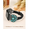 thumbnail image 3 of Wearlizer Leather Band Compatible with Apple Watch Band Women 38/40/41/42/44/45/49mm, Boho Western Vintage Turquoise Ethnic Antique Style Strap for iWatch Series Ultra 2 SE 9 8 7 6 5 4 3 2 1, 3 of 7