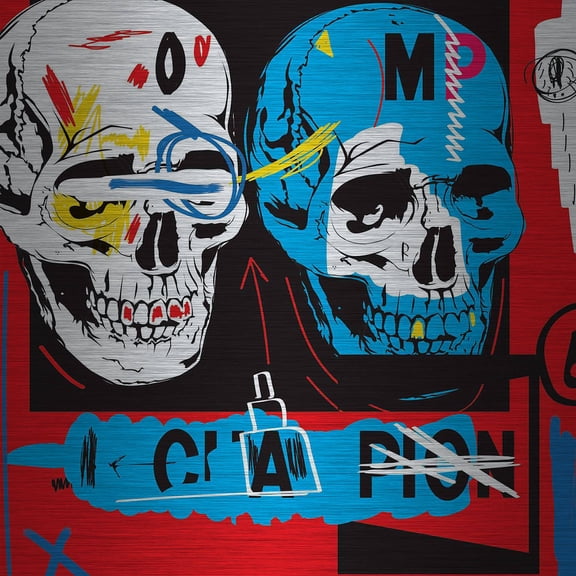 Marmont Hill "Two Skulls I" by Josh Ruggs Painting Print on Brushed Aluminum
