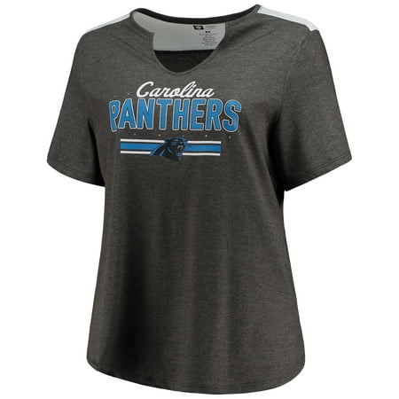 Carolina Panthers T-shirt - Women's Majestic Heathered Charcoal Carolina Panthers Notch Neck Plus Size T-Shirt