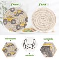 thumbnail image 4 of Yayeee 6 PCS Drink Coasters with Holder Set Woven Absorbent Round Tabletop Hot Pad, Trucks Pattern, 4 of 7