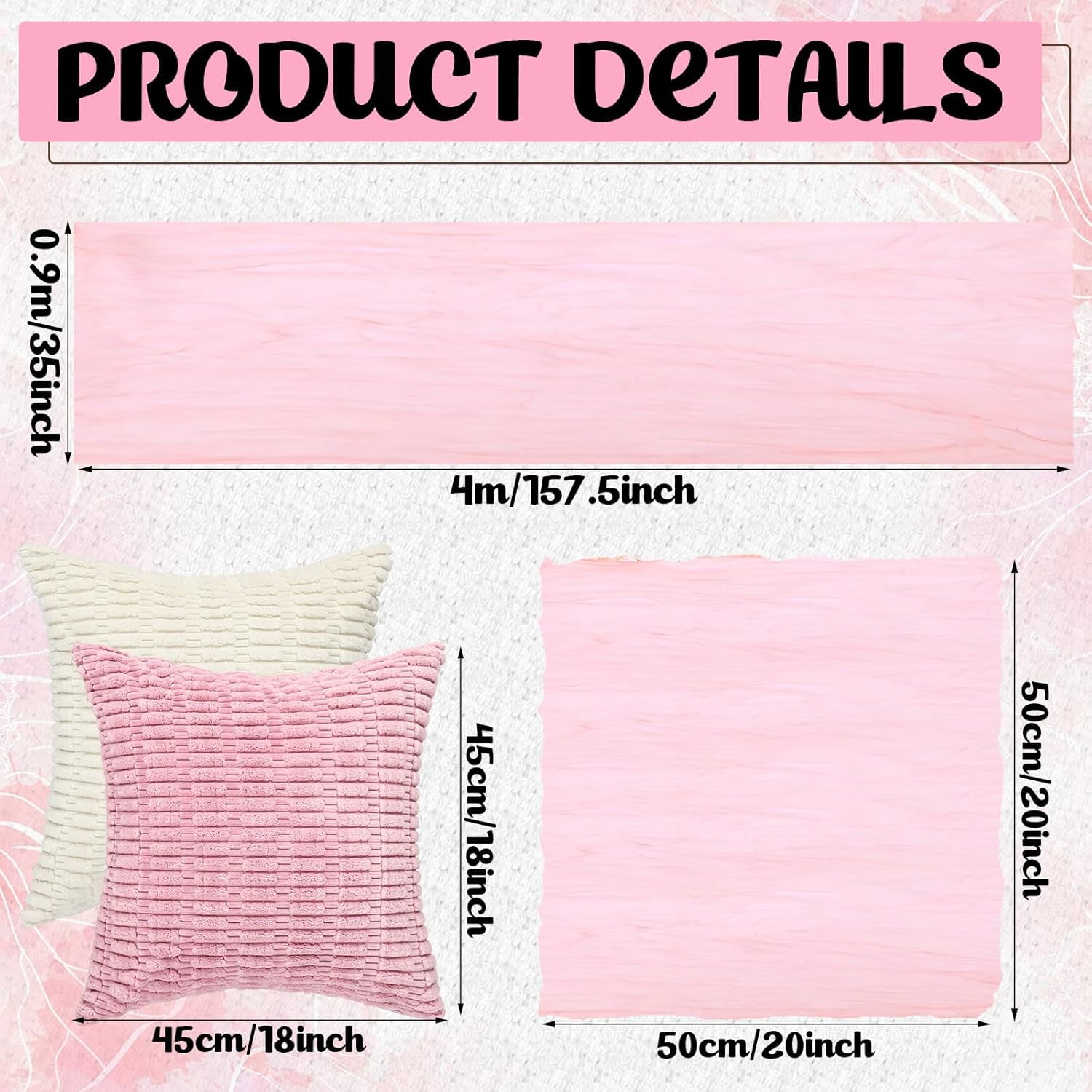 91 x 71 Extra Large Outdoor Boho Picnic Blanket with Pink Table Runner, 6 Throw Pillow Covers 6 Napkins Woven Cotton Yarn Oversize Beach Blanket Washable Picnic Camp Wedding