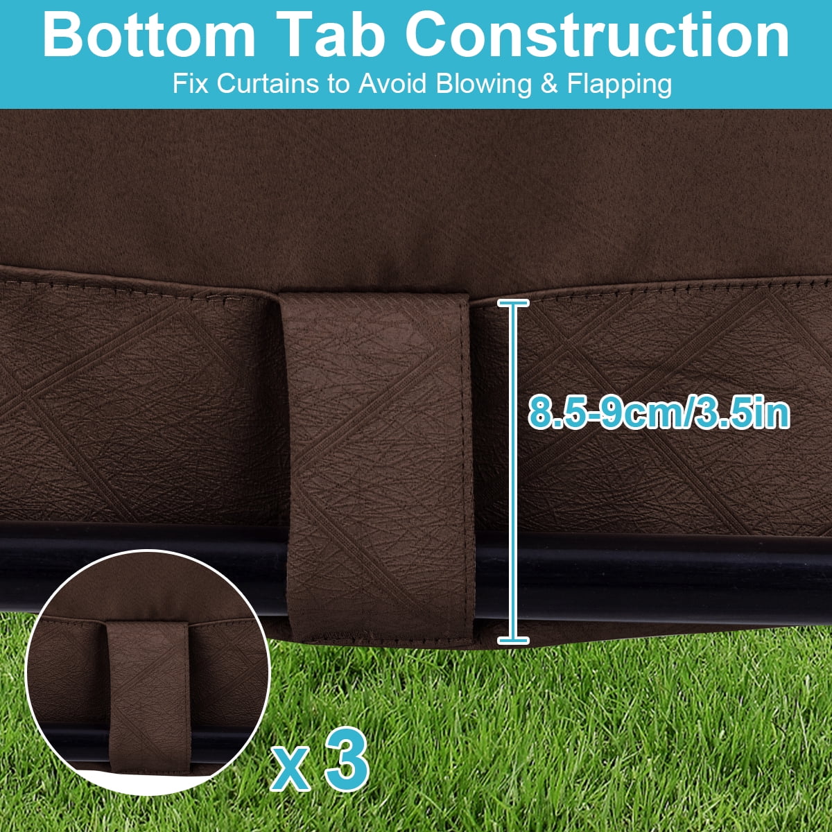 TOPCHANCES 2 Panels Outdoor Curtains for Patio, Waterproof Blackout Outside Curtains with Grommet Top and Tab Bottom, Windproof UV Resistant Drapes for Porch, Pergola, 52 x 84 inch, Brown #2