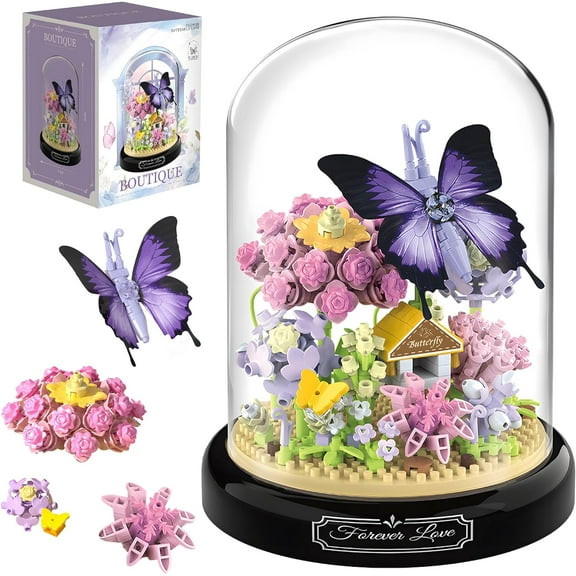 NAYIHOOP Butterfly Flowers Bouquet Building Sets Animals for Adults Girls Not Compatible with Lego