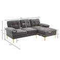 thumbnail image 3 of 85" Sectional Sofa, Modern L-Shape Modular Sectional Sofa, Three-Seat Sleeper Couch with Chenille Fabric and Metal Feet for Living Room, Apartment, Office, Dark Gray, 3 of 7