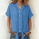 thumbnail image 2 of Tops de Manga Larga de Encaje para las Mujeres Más Tamaño Botón Cuello en V Color Sólido Suave Y Transpirable Blusa para Uso Diario Informal, 2 of 8