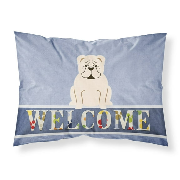 Carolines Treasures BB5704PILLOWCASE English Bulldog White Welcome Fabric Standard Pillowcase Standard multicolor
