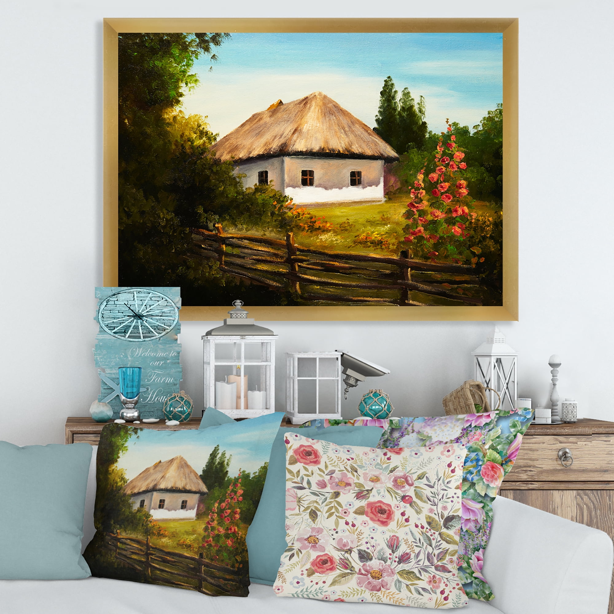 Designart 'House With Blossoming Flowers On The Mountain II' Traditional Framed Art Print