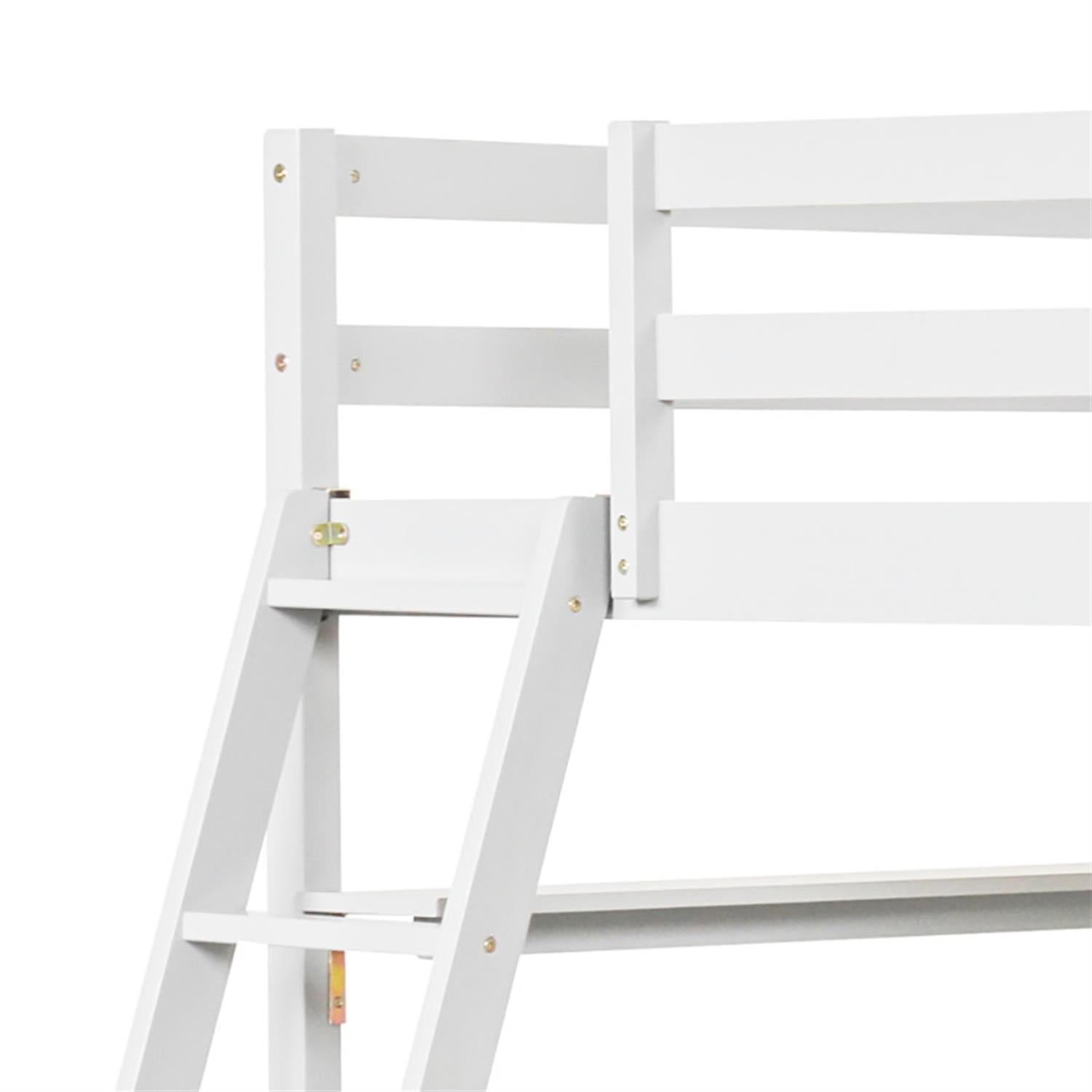 Demi Bonn Loft Bed Twin Size, Solid Wood Loft Bed with Desk and Bookshelves, Modern Wooden Bed Frame for Teens, White