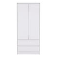 thumbnail image 1 of Pemberly Row Contemporary Engineered Wood Armoire with 2-Drawers in White, 1 of 5