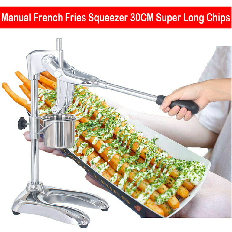 TECHTONGDA Manual Long French Fries Squeezer Stainless Steel 30CM Manual  Potato Strips Machine French Fries Cutter 
