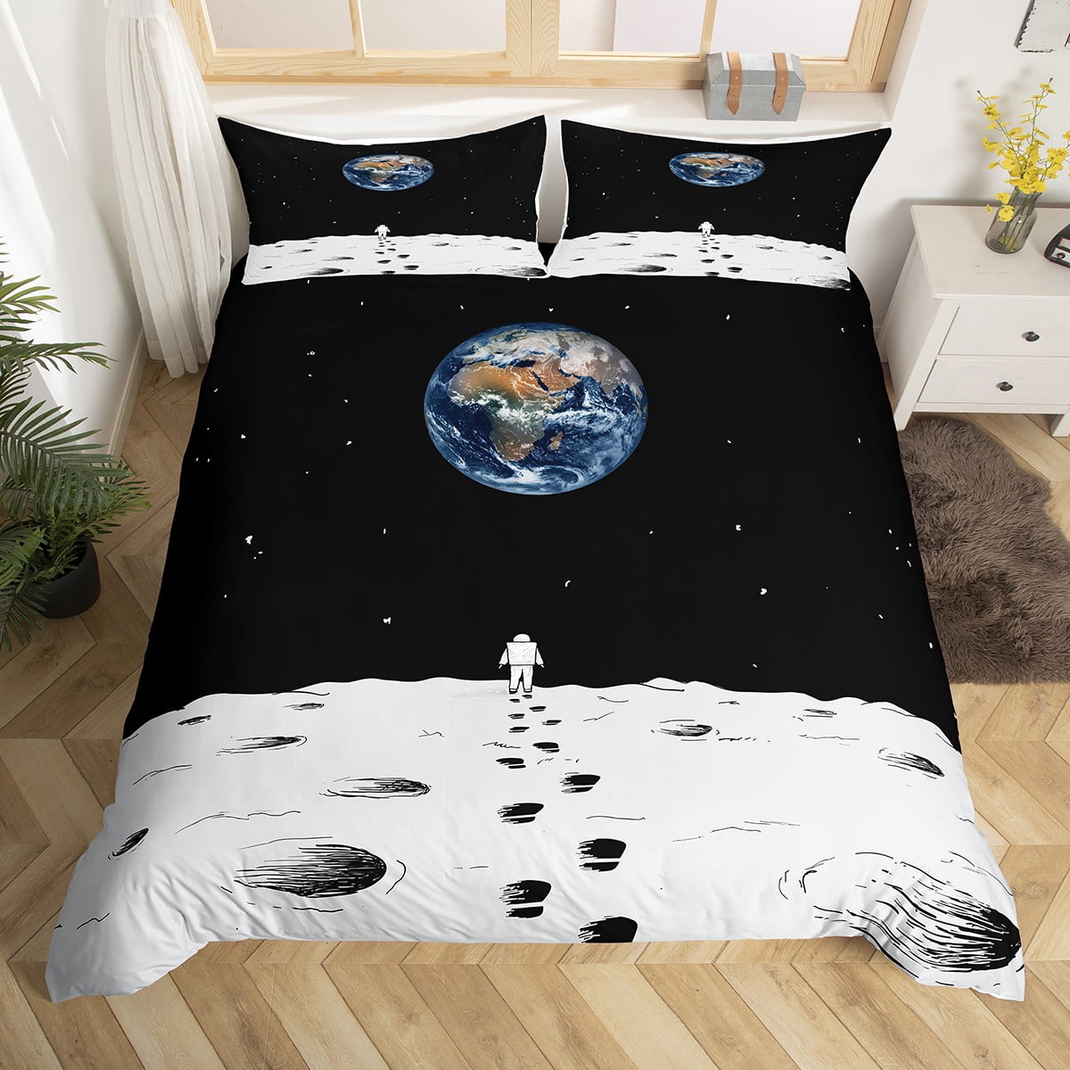 Galaxy Bedding Set Twin for Boys Girls Universe Outer Space Theme Duvet