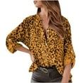 thumbnail image 1 of Women`s Exquisite Classic Smooth Round Collar Printing Long Sleeve 100%Polyester Blouse(Yellow,M), 1 of 4