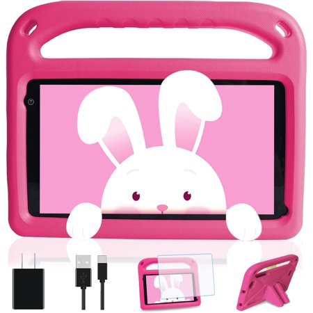 Tablet for Kids Tablets G7 7" 2GB RAM/32GB ROM 128GB Extended Memory, Android 11 Tablet Quad-Core, Google Play Pre Installed, Parental Control Mode, IPS HD Display, Kid Shock-Proof Case (Pink)