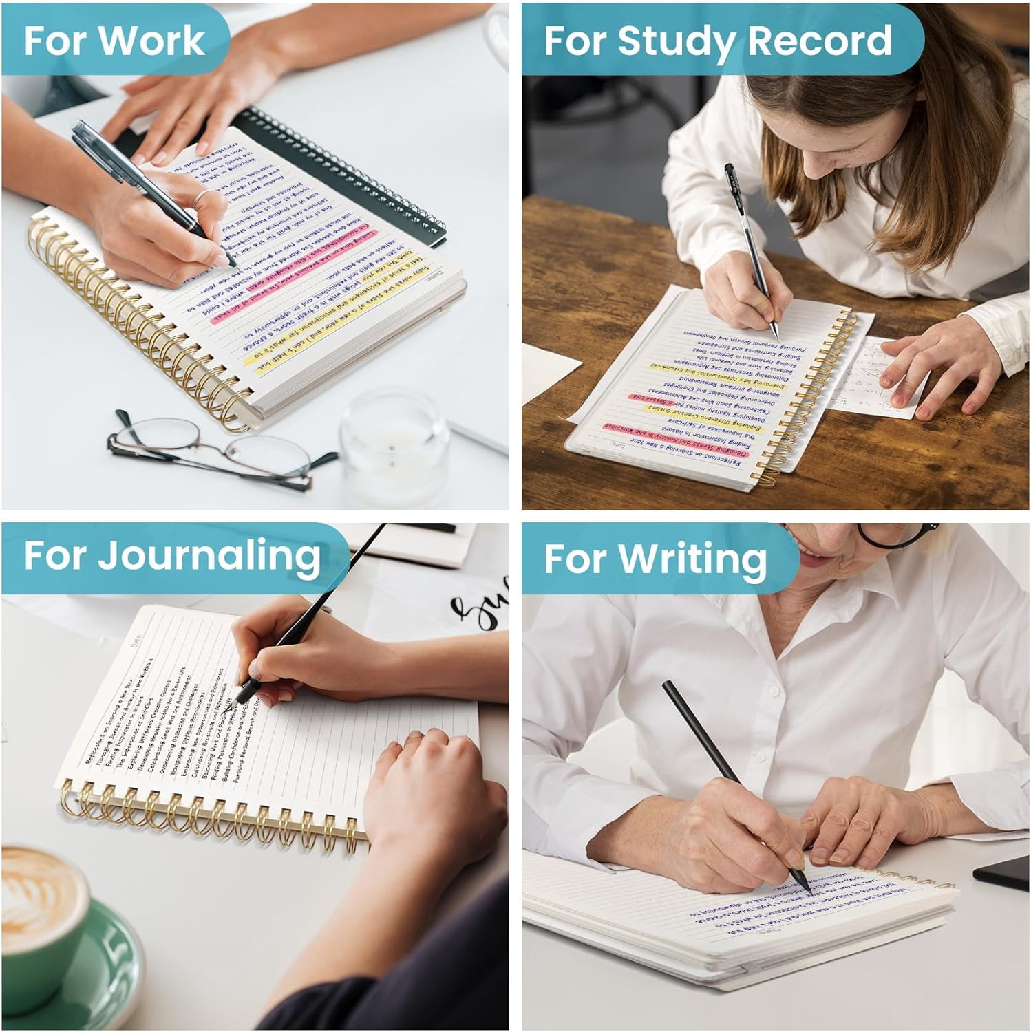 Ahot Notebook Journal for Work, 300 Pages Thick B5 (7.1"x10") College Ruled Journal for Women & Writing, Hardcover Notebook for Note Taking, Perfect for Office Home School, Color Splash