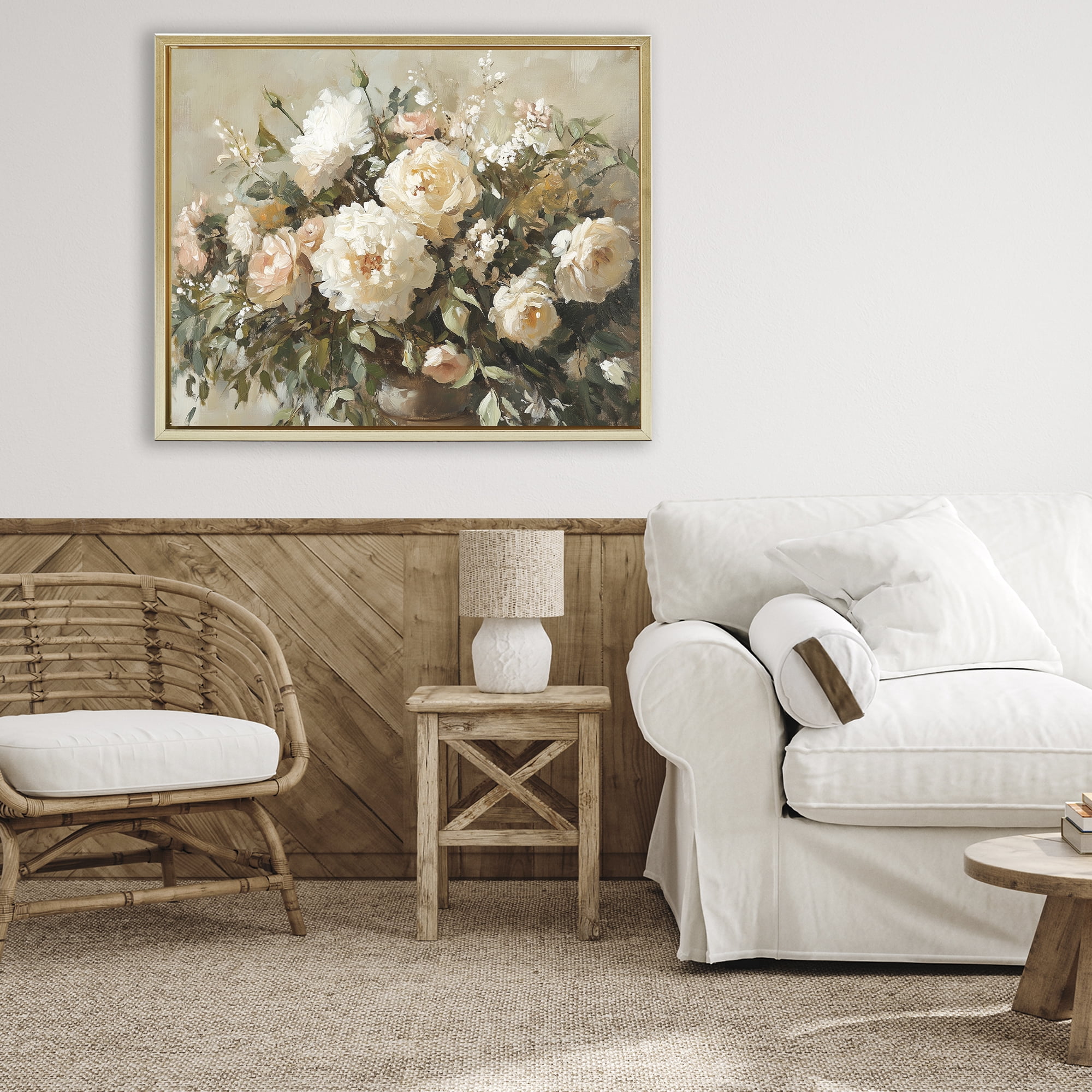 Stupell Industries Secret Garden Arrangement Gold Framed Floater Canvas Wall Art, design by Heidi Kuntz