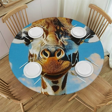 

Patifu Giraffe Clouds Round Tablecloth Stain-Resistant Washable for Indoor Outdoor Restaurants Weddings Parties Home Decor 31 -35