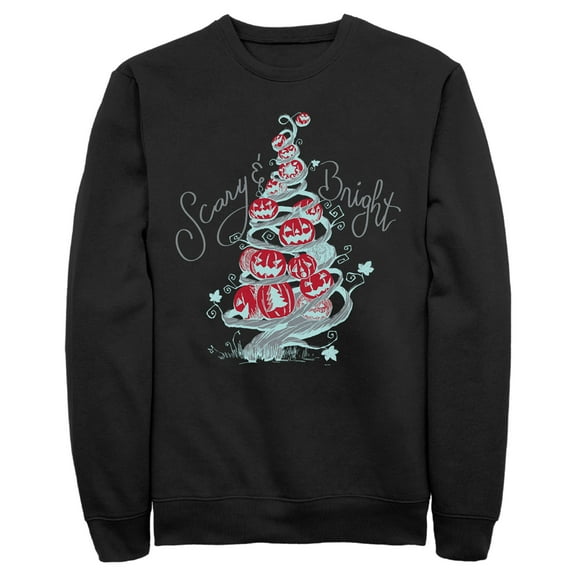 Men's The Nightmare Before Christmas Scary & Bright Tree Sweatshirt Black Medium