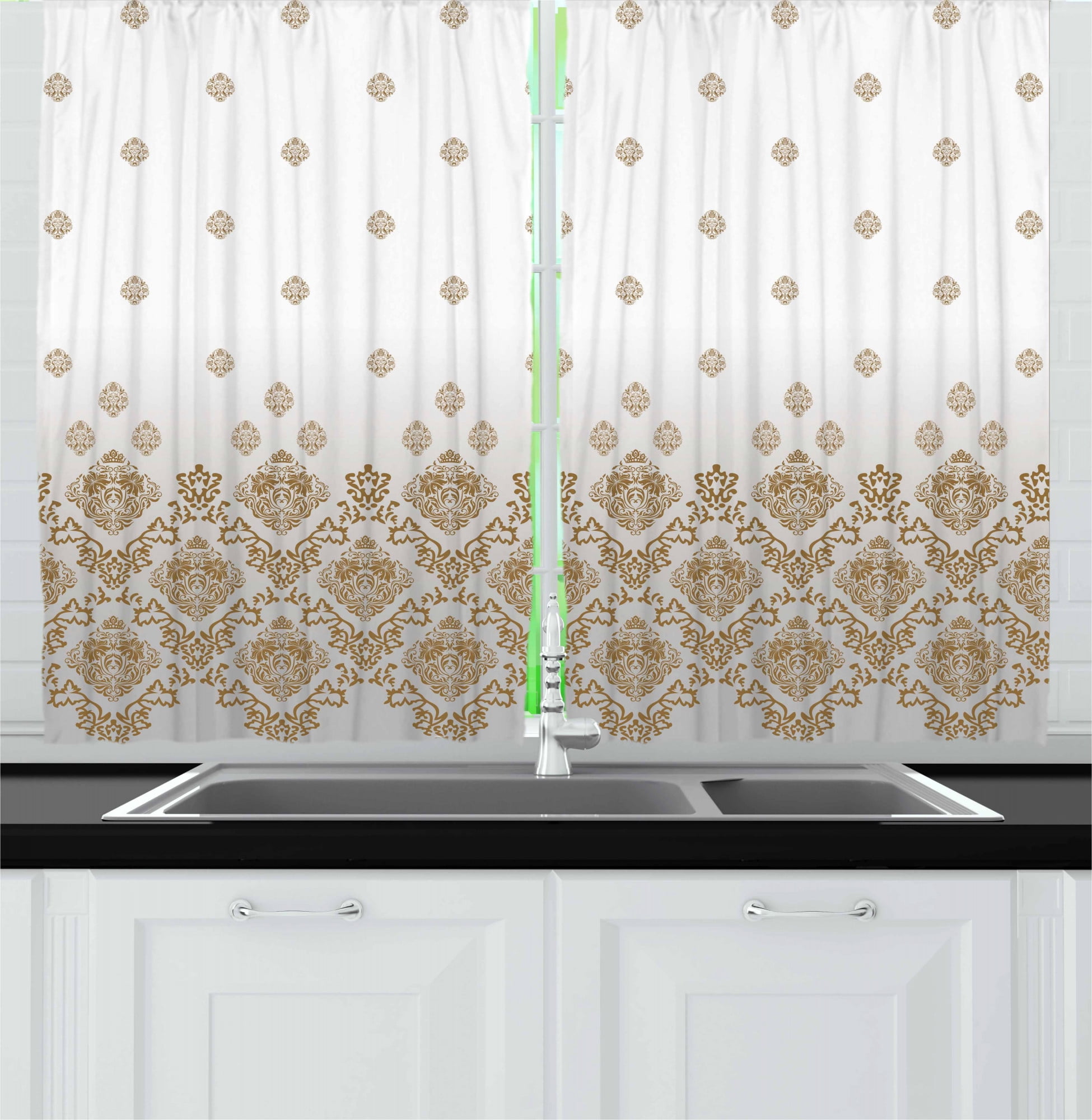 Victorian Kitchen Curtains, Damask Motifs in Vintage Romantic Country ...