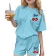 thumbnail image 2 of Spazoro Toddler Girls 2PC Outfit Set, Casual Cherry Print Short Sleeve T-Shirt & Shorts Summer Clothes Set for Kids Sky Blue Size 4-5, 2 of 6