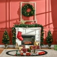 thumbnail image 7 of CIPACHO Prelit Holiday Christmas 4-Piece Set, Garland Wreath and Set of 2 Entrance Trees with Warm White LED Lights, Red Berries, Pine Cones, Christmas Decor for Indoor Outdoor, Green, 7 of 7