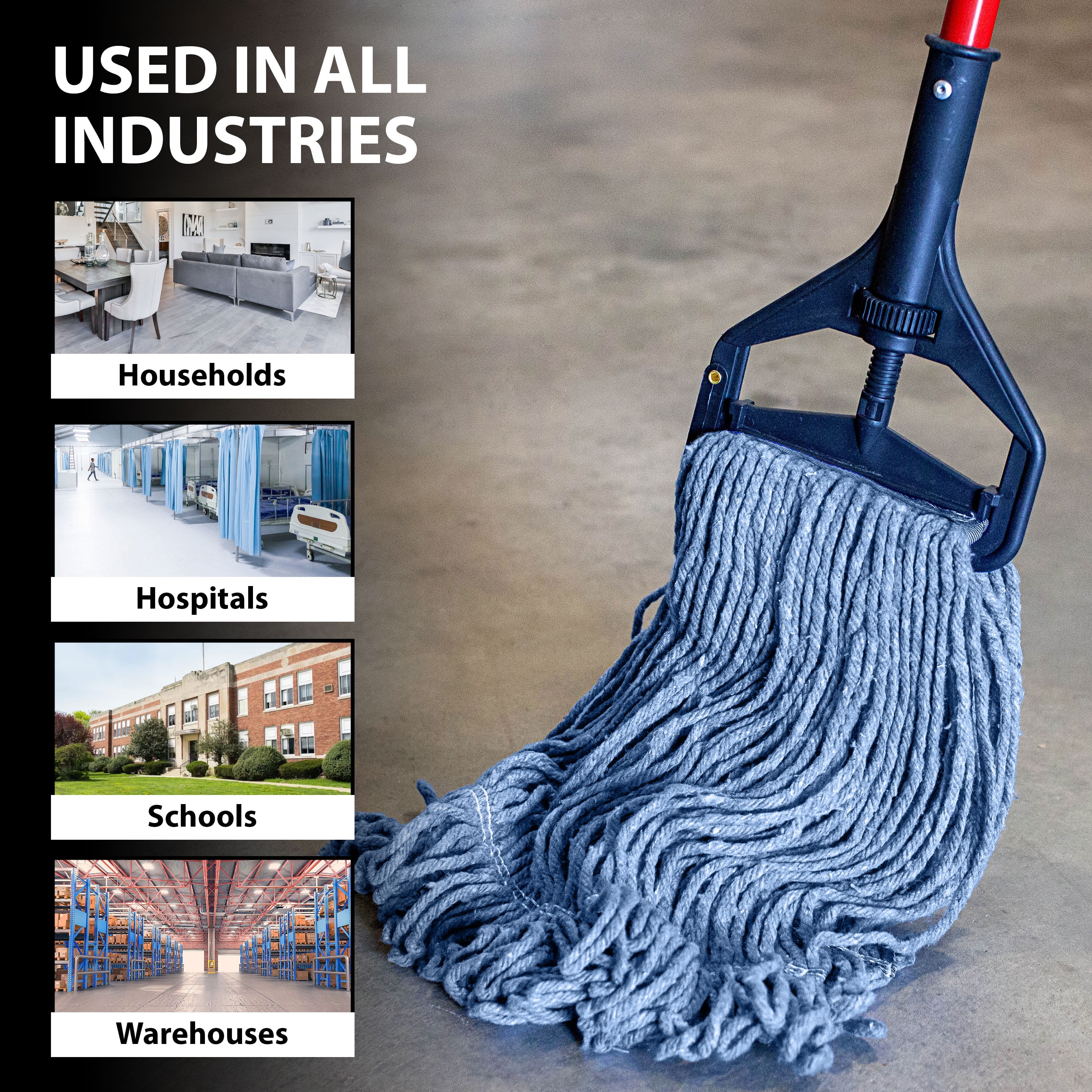 KLEEN HANDLER 24 in., Blue Microfiber Dust Mop, Medium Washable