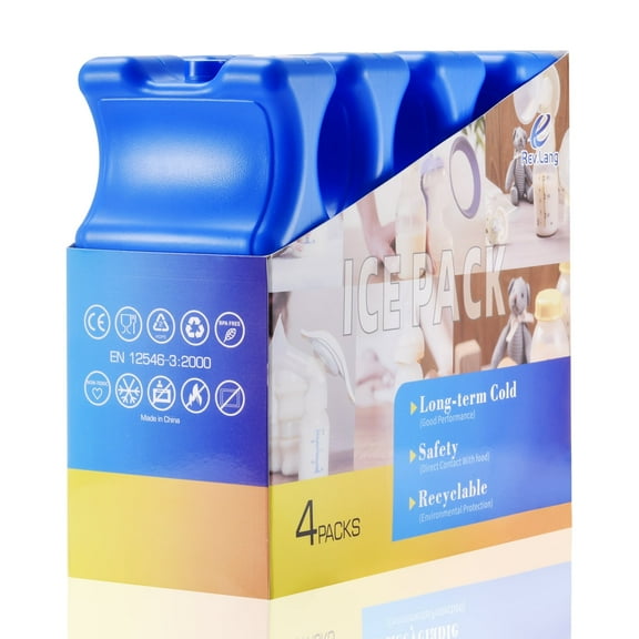 Rev. Lang Cold Ice Pack Contoured Wave Cooler for Breast Milk Bottle Bags (8.3*3.9*2inch, Set of 4 Pcs）