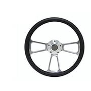 New World Motoring Billet Steering Wheel 14" Half Wrap Black Matte Vinyl Classic Car
