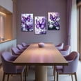 thumbnail image 4 of Hieng 3 Pieces Butterfly Wall Art Purple Butterfly Pictures Rustic Floral Canvas Prints Abstract Nature Insect Paintings for Girls Room Home Decor Unframed, 4 of 6