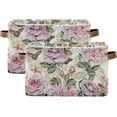 thumbnail image 2 of Watercolor Flowers Storage Basket with Handles Collapsible Storage Bins Canvas Fabric Storage Organizer for Shelves Closet Bedroom Living Room 2Pack Decor Gifts, 2 of 7