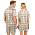thumbnail image 5 of Leidass Womens Plaid Stripe Pajama Set Short Sleeve Button Front Sleepwear Loungewear Set with Shorts Relaxed Fit Two Piece Orange XL, 5 of 5