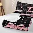 thumbnail image 4 of Manfei Personalized Monogrammed Gifts Bed Spread Queen,Kawaii Bowknot Alphabet E Queen Coverlet Set,3 Pieces,1 Quilt and 2 Pillowcases, 4 of 7