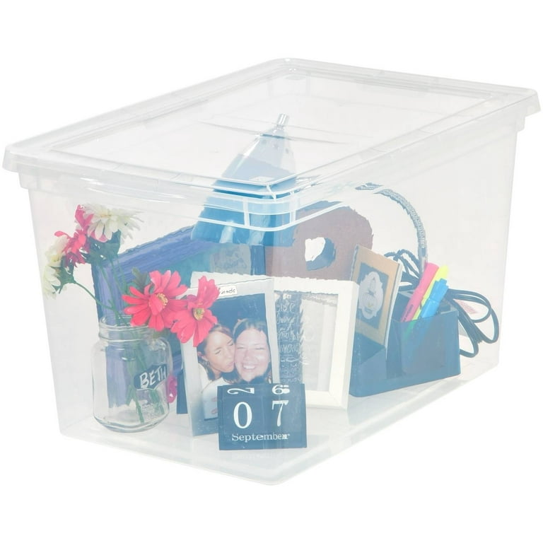 IRIS USA 3 Pack 144qt Large Clear View Plastic Storage Bin with