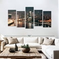 thumbnail image 3 of Elephant Stock Philadelphia Night Skyline Wall Art - Horizontal Multi Panel Canvas - Living Room Wall Decor - Places Multi Panel - Orange And Beige Decor - 94" x 48", 3 of 8
