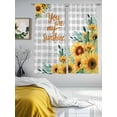 thumbnail image 4 of Sunflower Sheer Curtains 72 Inches Long 2 Panels Set, Window Sheer Curtains for Living Room/Bedroom, Summer Botanical Checkered Yellow Floral Light Filtering Rod Pocket Curtain 52''x72''x2, 4 of 8