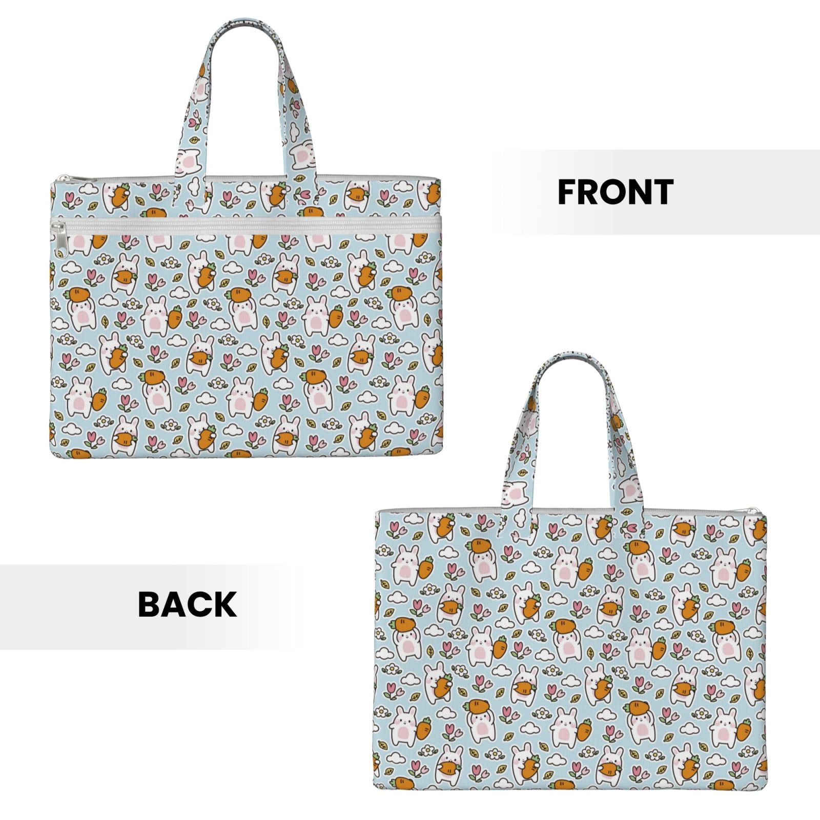 Kdxio Cute Rabbit Hold Carrot File Tote Document Bag Business Briefcase Bag Document Organizer Tote Briefcase for Letter A4 Files Business Teacher Office Bag