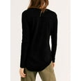 thumbnail image 3 of Arvbitana Women Loose Long Sleeve T-shirt Solid Color V-neck Casual Pullovers Ladies Basic Tops Daily Clothes, 3 of 4