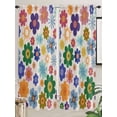 thumbnail image 5 of Retro Bohemia Floral Living Room Curtains 2 Panel, Blue Purple Flowers Boho Style Beige Cafe Window Treatment, Extra Long Farmhouse Bedroom Bathroom Kitchen Curtains Drapes 104"x72", 5 of 6