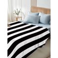 thumbnail image 5 of Black Striped Flat Sheet Only Twin Size, Soft Breathable Bed Top Sheets for Mattress, Modern Farmhouse Black White Stripes Luxury Bedding Flat Sheets for Home Hotel Bedroom Bed Protection, 5 of 9
