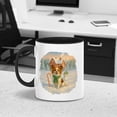 thumbnail image 2 of Hello Winter Vintage Papillon Enjoys Snowy Day with Snowman 11oz Accent Two-tone Mug Pap Butterfly Dog Lover Coffee Tea Cup - 12019, 2 of 5
